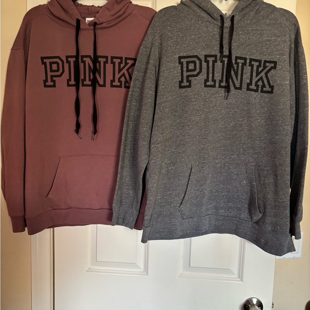 PINK Victoria's Secret Gray and light mauve Hoodies size large